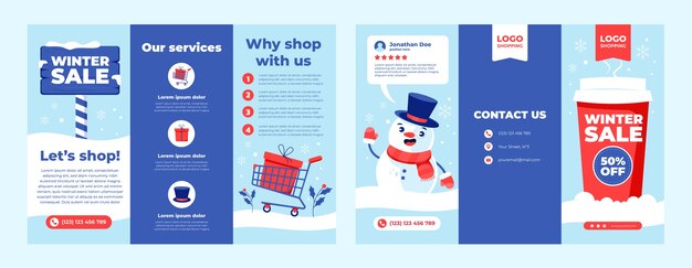 Plantilla de folleto comercial de venta de temporada de invierno