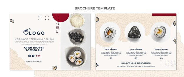 Plantilla de folleto de comida de diseño plano