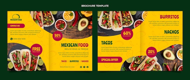 Vector gratuito plantilla de folleto de comida mexicana en diseño plano