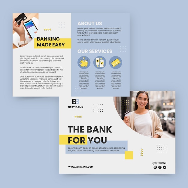 Vector gratuito plantilla de folleto de concepto de servicio bancario