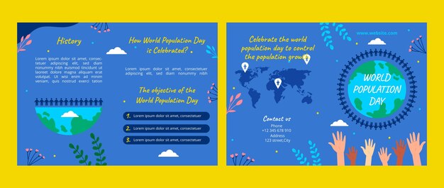 Vector gratuito plantilla de folleto para la concientización del día mundial de la población