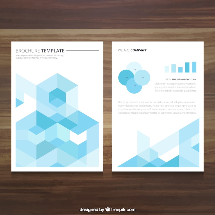 Vector gratuito plantilla de folleto con cubos azules