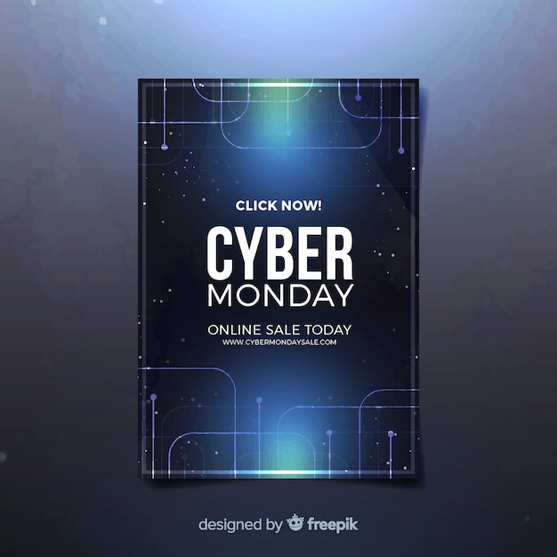 Plantilla de folleto de cyber monday con diseño realista