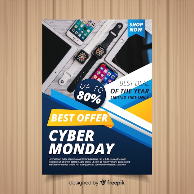 Vector gratuito plantilla de folleto de cyber monday