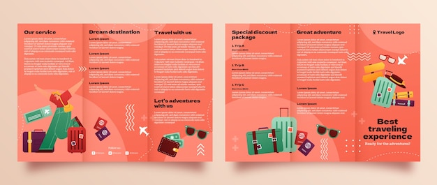 Vector gratuito plantilla de folleto degradado para agencia de viajes