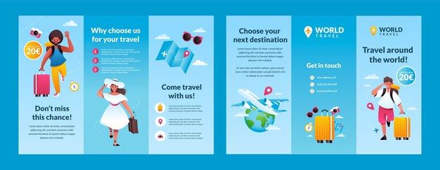 Plantilla de folleto degradado para agencia de viajes