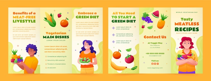 Vector gratuito plantilla de folleto degradado para la celebración del día mundial del vegetariano