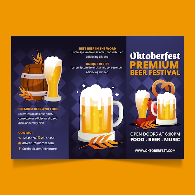 Vector gratuito plantilla de folleto degradado para la celebración del oktoberfest