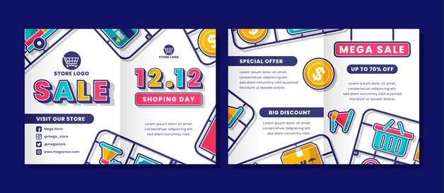 Plantilla de folleto de día de compras plano 12.12