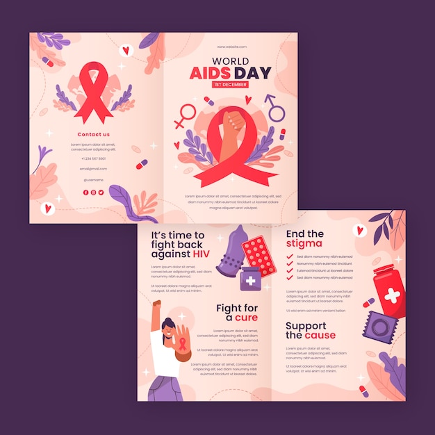 Vector gratuito plantilla de folleto del día mundial del sida