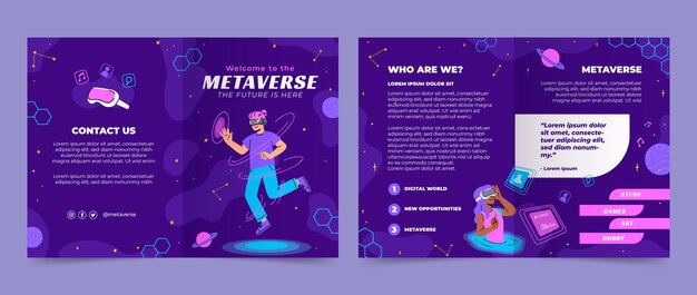 Plantilla de folleto dinámico de metaverso dibujado a mano