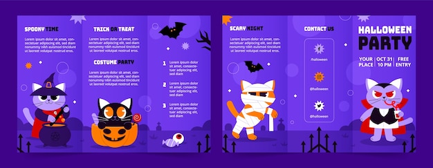 Vector gratuito plantilla de folleto de diseño plano de celebración de halloween