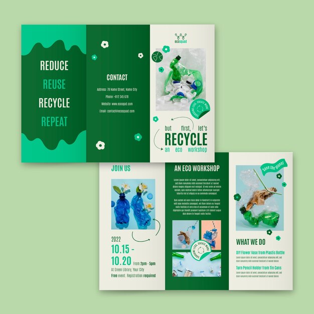 Plantilla de folleto de ecología plana