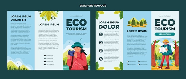Plantilla de folleto de ecoturismo dibujado a mano