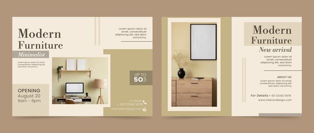 Plantilla de folleto de empresa de diseño de interiores plana