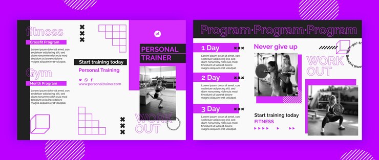 Vector gratuito plantilla de folleto de entrenador personal de diseño plano