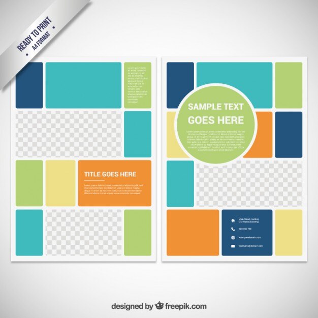 Vector gratuito plantilla de folleto en estilo bloque de color