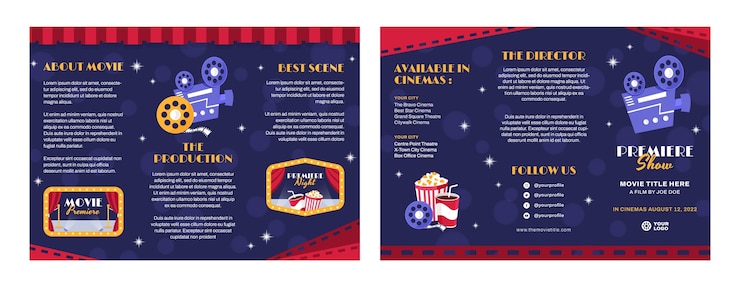Vector gratuito plantilla de folleto de estreno de película dibujada a mano