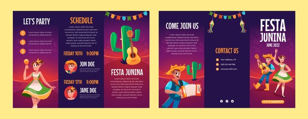 Plantilla de folleto de festas juninas planas