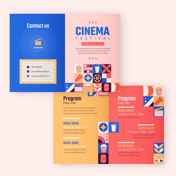 Vector gratuito plantilla de folleto de festival de cine