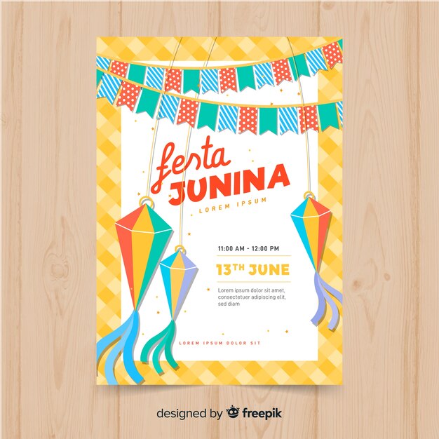 Plantilla de folleto de fiesta junina