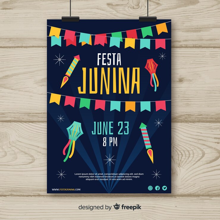 Vector gratuito plantilla de folleto de fiesta junina