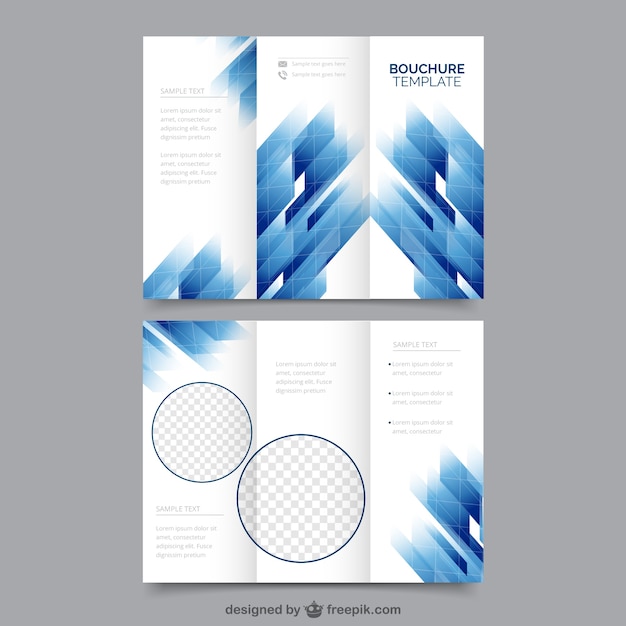 Plantilla de folleto con formas geométricas azules