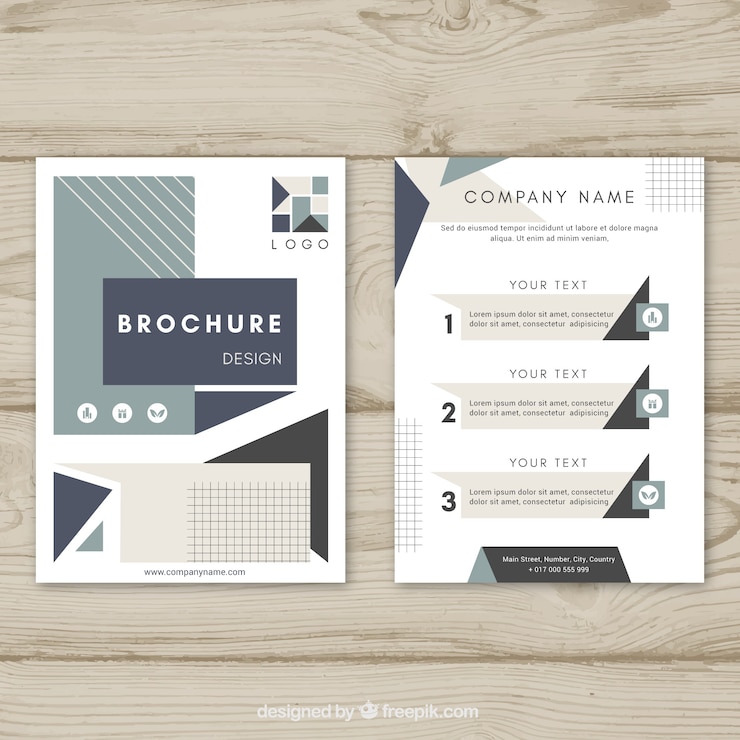 Vector gratuito plantilla de folleto con geometría original