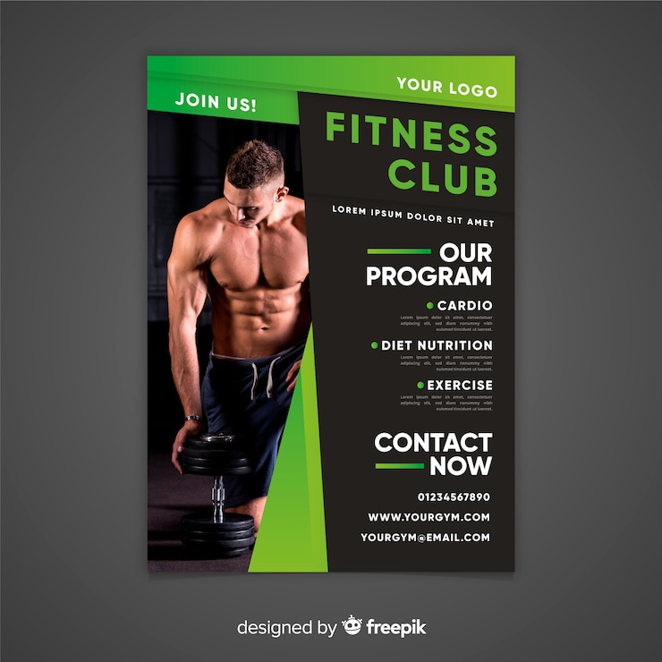 Vector gratuito plantilla de folleto de gimnasio