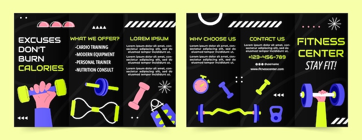 Vector gratuito plantilla del folleto del gimnasio