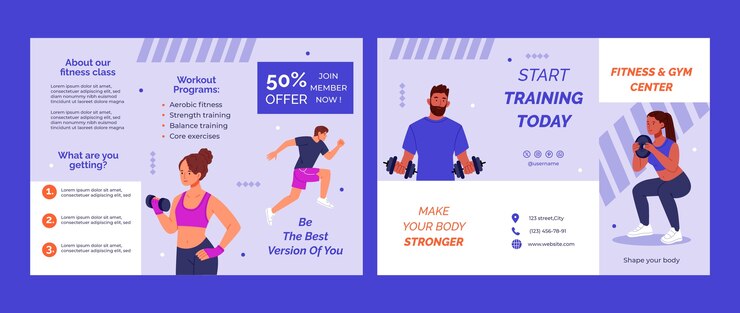 Vector gratuito plantilla del folleto del gimnasio