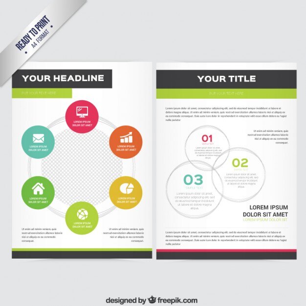 Plantilla del folleto con una infografía redonda