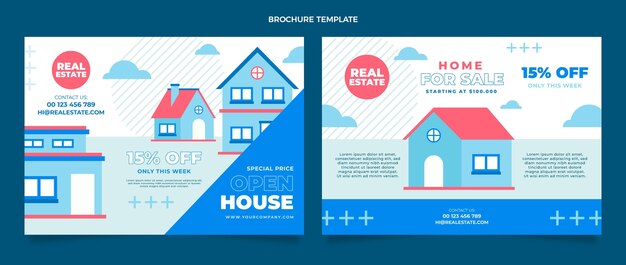 Plantilla de folleto de inmobiliaria geométrica abstracta plana