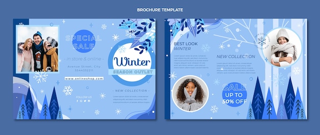 Plantilla de folleto de invierno plano