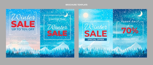 Vector gratuito plantilla de folleto de invierno realista