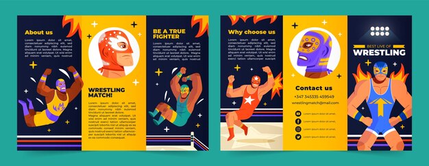 Plantilla de folleto de lucha libre dibujada a mano