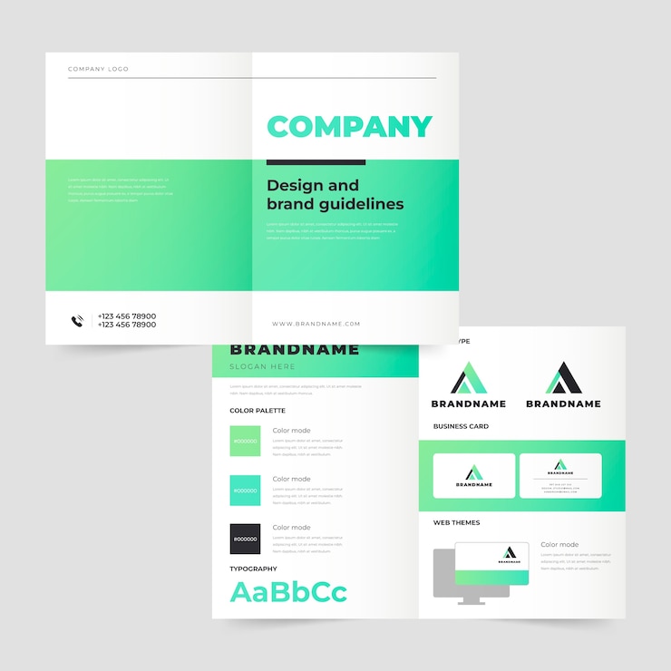 Vector gratuito plantilla de folleto manual de marca degradada