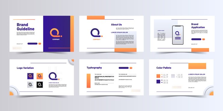 Vector gratuito plantilla de folleto manual de marca degradada
