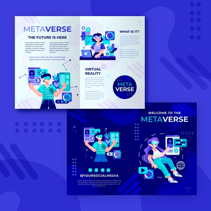 Vector gratuito plantilla de folleto de metaverso dibujado a mano