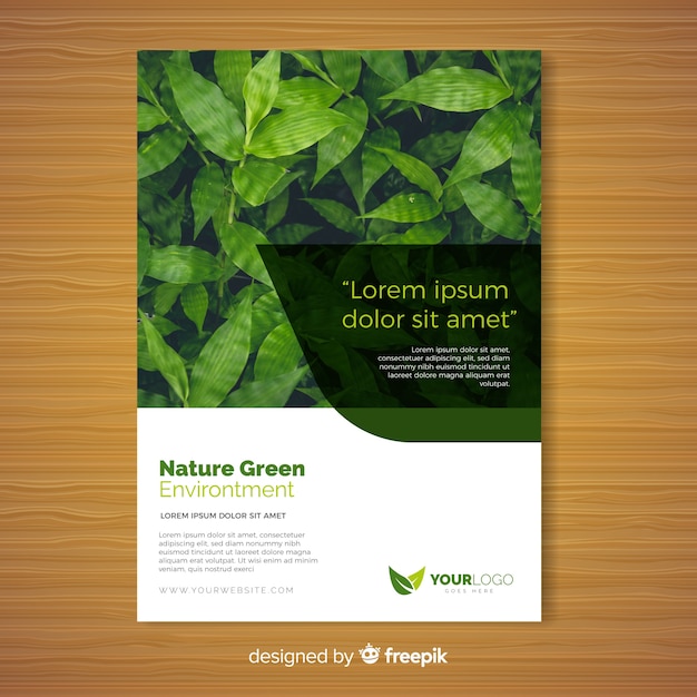 Vector gratuito plantilla de folleto de naturaleza con diseño moderno