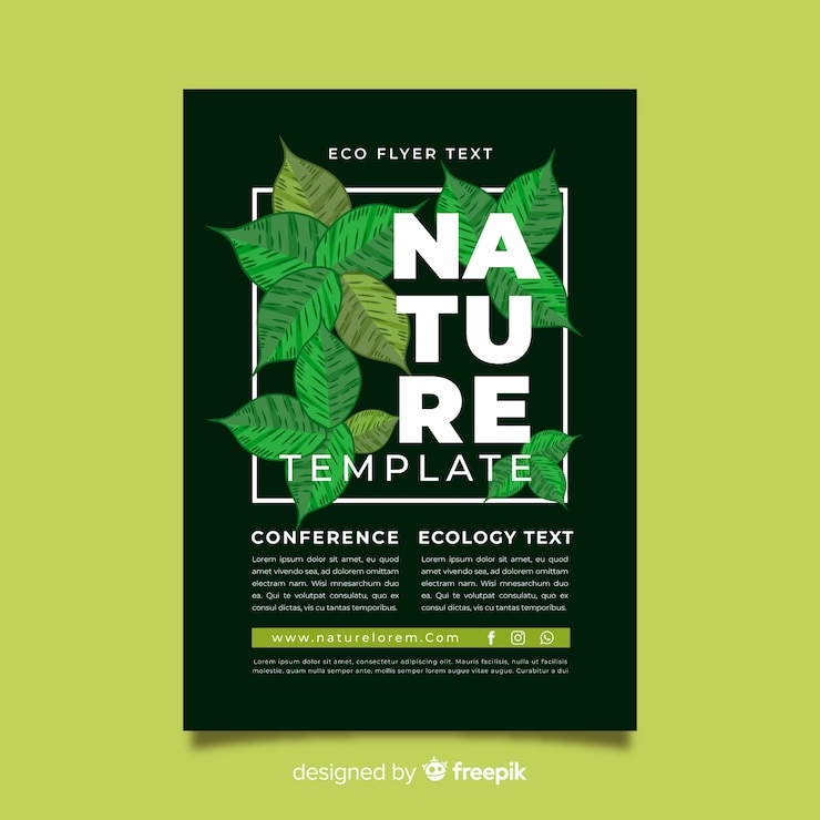 Vector gratuito plantilla de folleto de naturaleza con diseño moderno