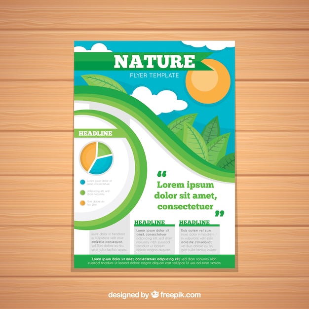 Plantilla de folleto de naturaleza con diseño plano