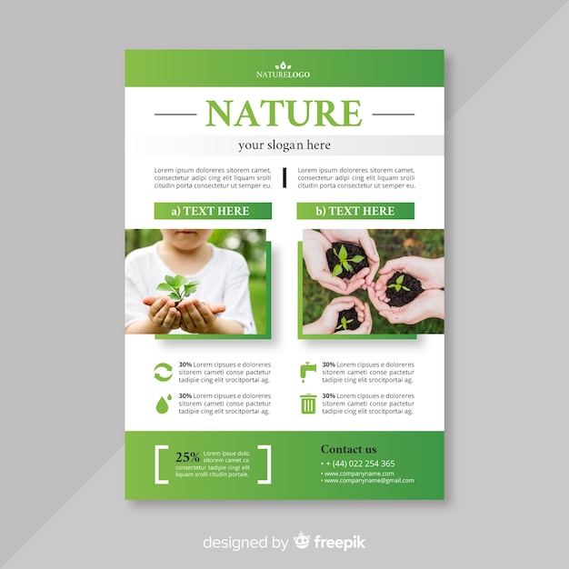 Vector gratuito plantilla de folleto de naturaleza