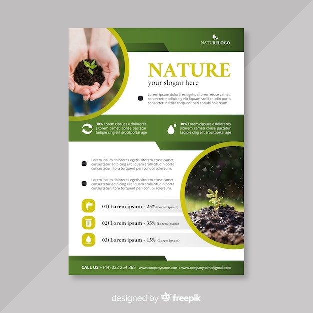 Vector gratuito plantilla de folleto de naturaleza