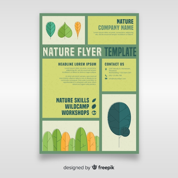 Vector gratuito plantilla de folleto de naturaleza