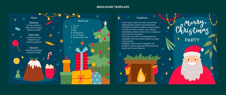 Vector gratuito plantilla de folleto navideño dibujado a mano