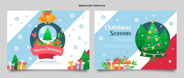 Plantilla de folleto navideño plano