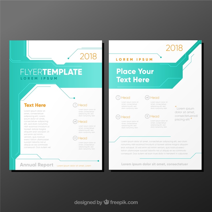 Vector gratuito plantilla de folleto de negocios blanco y turquesa