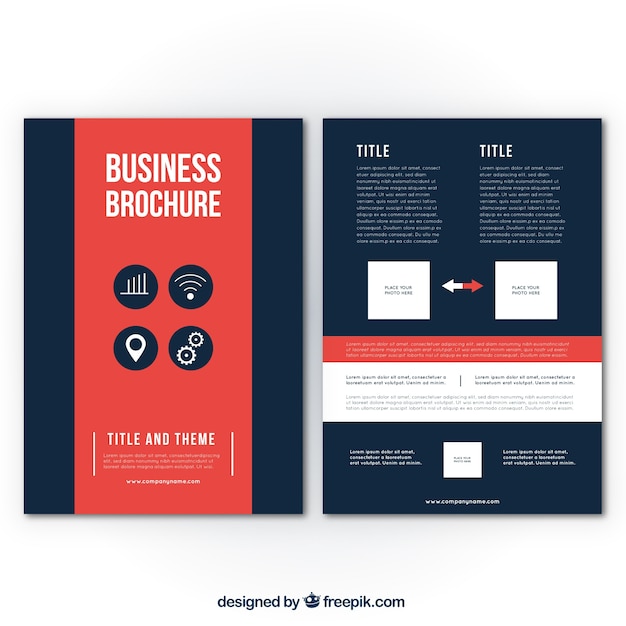 Vector gratuito plantilla de folleto de negocios con detalles rojos
