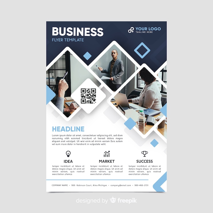 Vector gratuito plantilla de folleto de negocios de mosaico